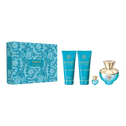 Versace Pour Femme Dylan Turquoise zestaw - woda toaletowa 100 ml + woda toaletowa 5 ml + żel do ciała 100 ml + żel pod prysznic 100 ml