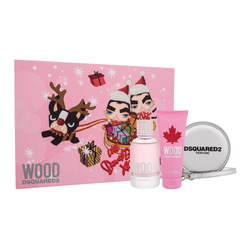 Dsquared2 Wood for Femme zestaw - woda toaletowa 100 ml + żel pod prysznic 100 ml + portfel